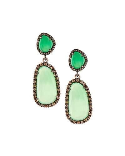 Chrysoprase & Champagne Diamond Statement Drop Earrings