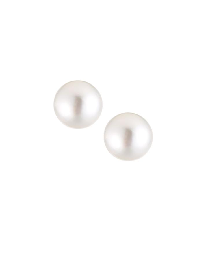 14k White Gold South Sea Pearl Earrings,