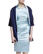 Diona Two-tone Short-sleeve Stole, Azur/majestic