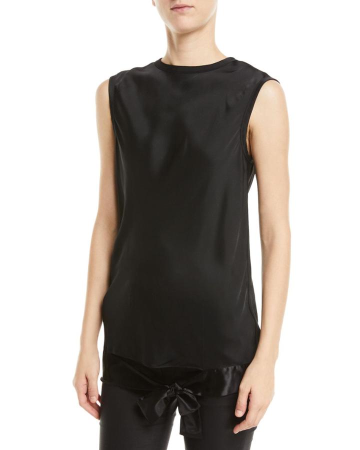 Draped-hem Tie-front Tank