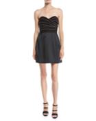 Strapless Mini Cocktail Dress W/ Chain Piping
