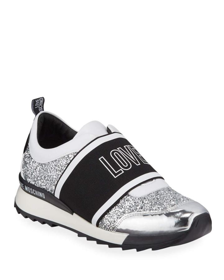 Glitter Love Crossover Strap Slip-on Trainer