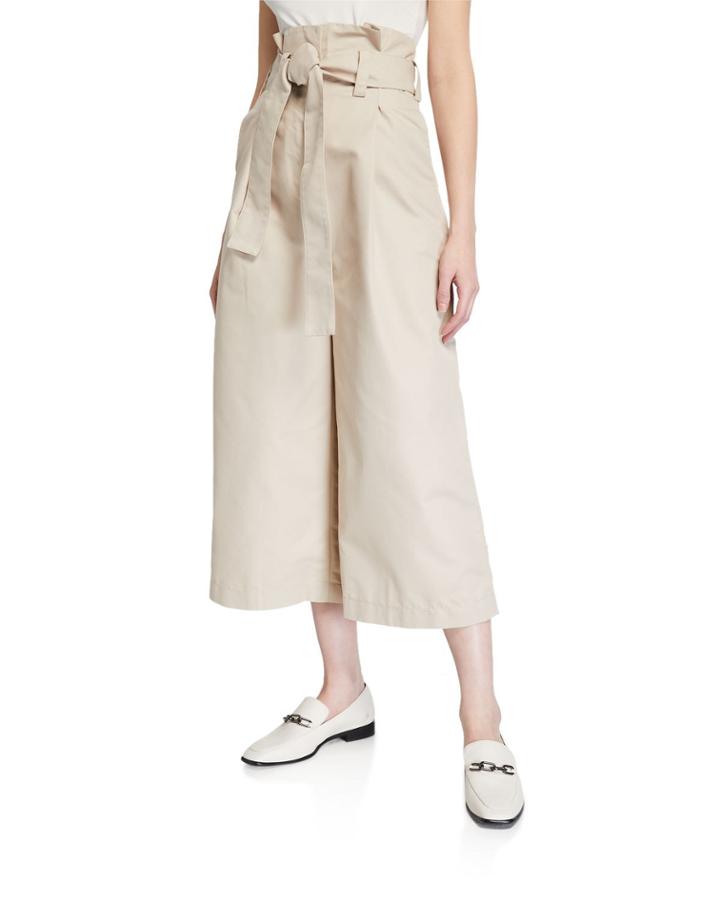 Paperbag Wide Leg Cropped Pants