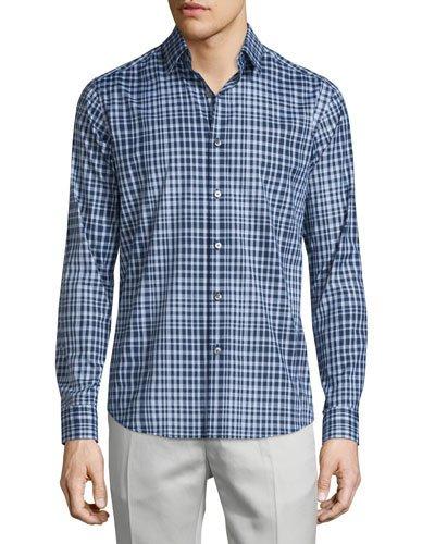 Sylvain Check Long-sleeve Sport Shirt, Fading