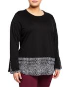 Long-sleeve Mixed-media Blouse,