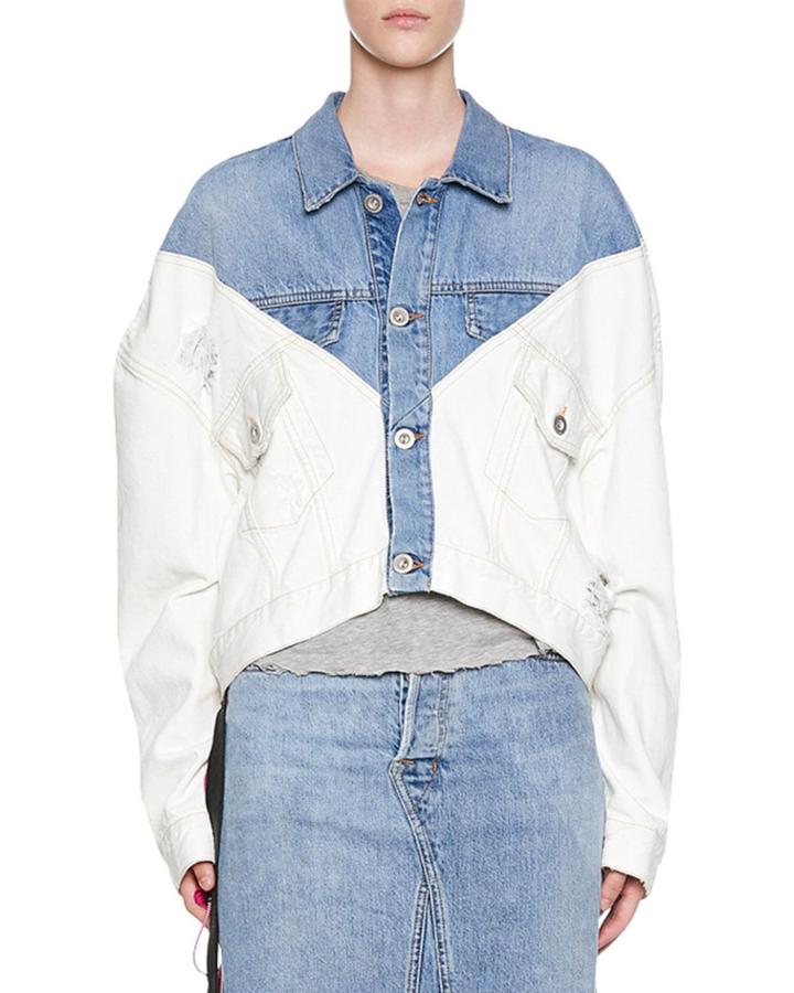 Stonewashed Hybrid Chopped Denim Jacket