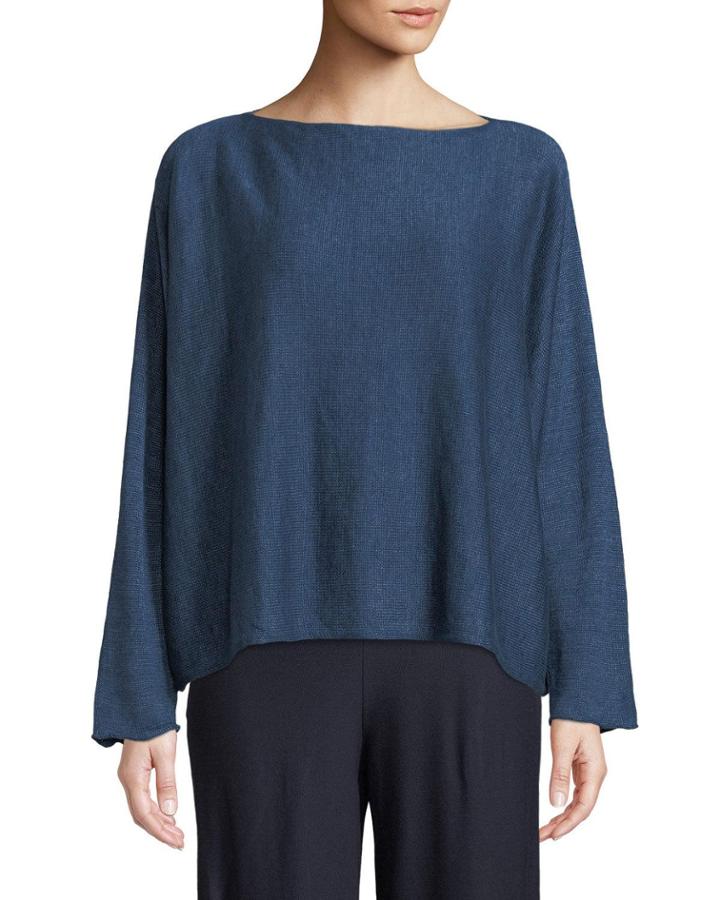 Round-neck Long-sleeve Slim Square Knit Top