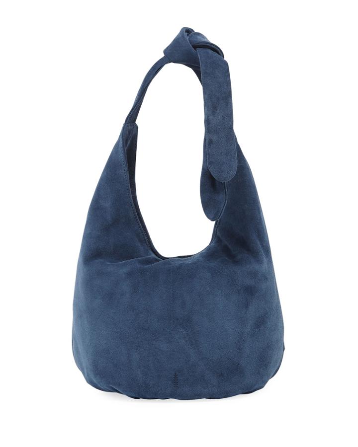 La Paz Suede Hobo Shoulder Bag, Denim