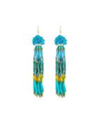 Seed Bead Tassel Earrings, Turquoise