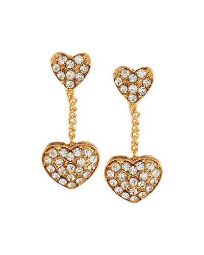 Double Crystal Heart Dangle Earrings