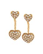 Double Crystal Heart Dangle Earrings