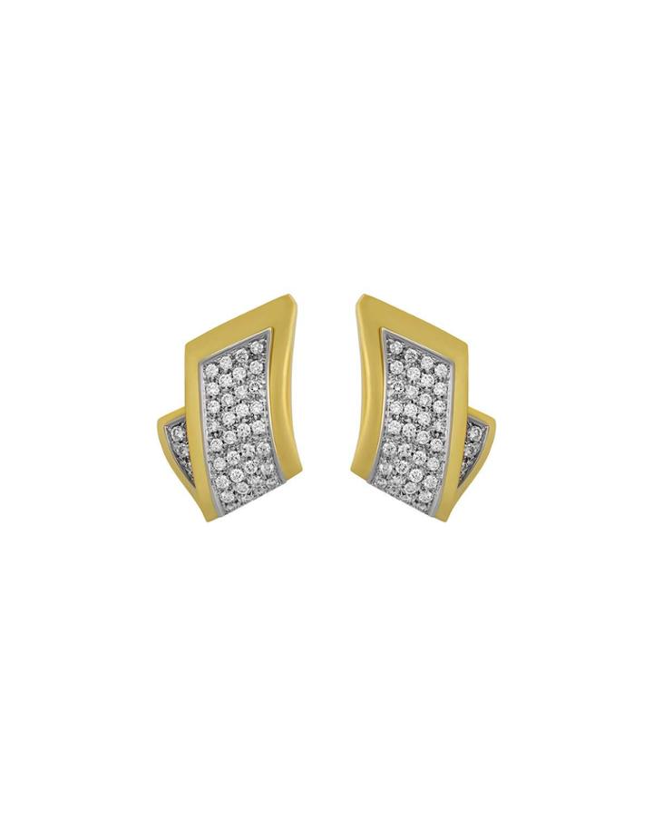 Estate Leo Pizzo 18k Two-tone Diamond Pave Fold Earrings,
