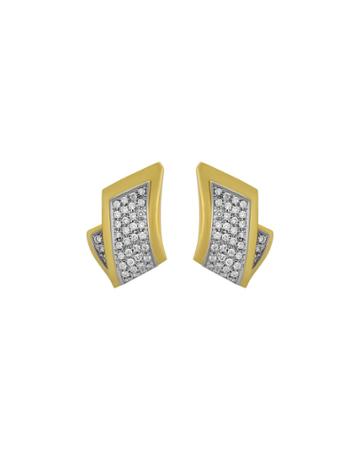 Estate Leo Pizzo 18k Two-tone Diamond Pave Fold Earrings,
