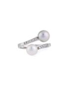 18k White Gold Pearl & Diamond Coil Ring,