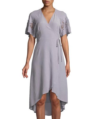 Lace-shoulder Wrap Dress