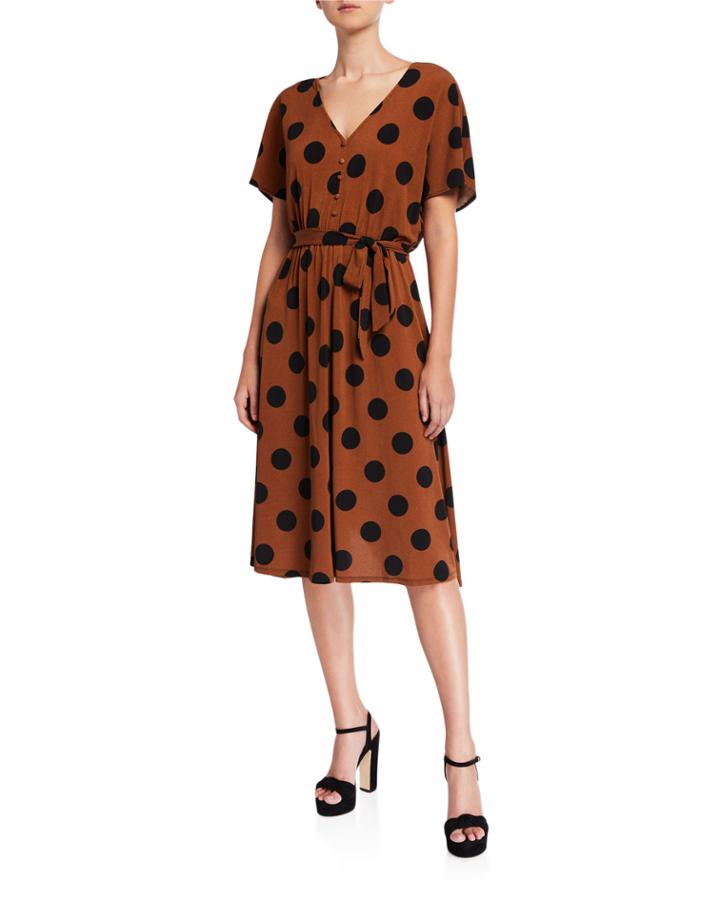 Polka Dot Waist Tie Dress
