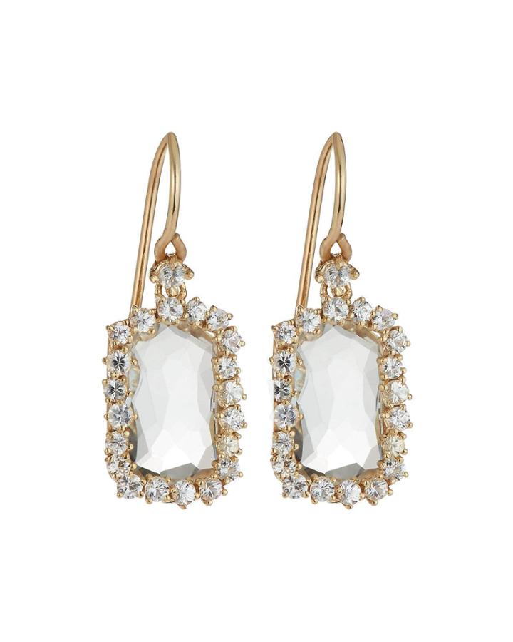 14k White Topaz & Sapphire Dangle Earrings