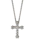 14k White Gold Brilliant Diamond Cross Necklace