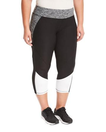 Mesh-inset Colorblock Capri Performance Legging, Black,