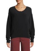 Scoop-neck Wool Dolman-sleeve