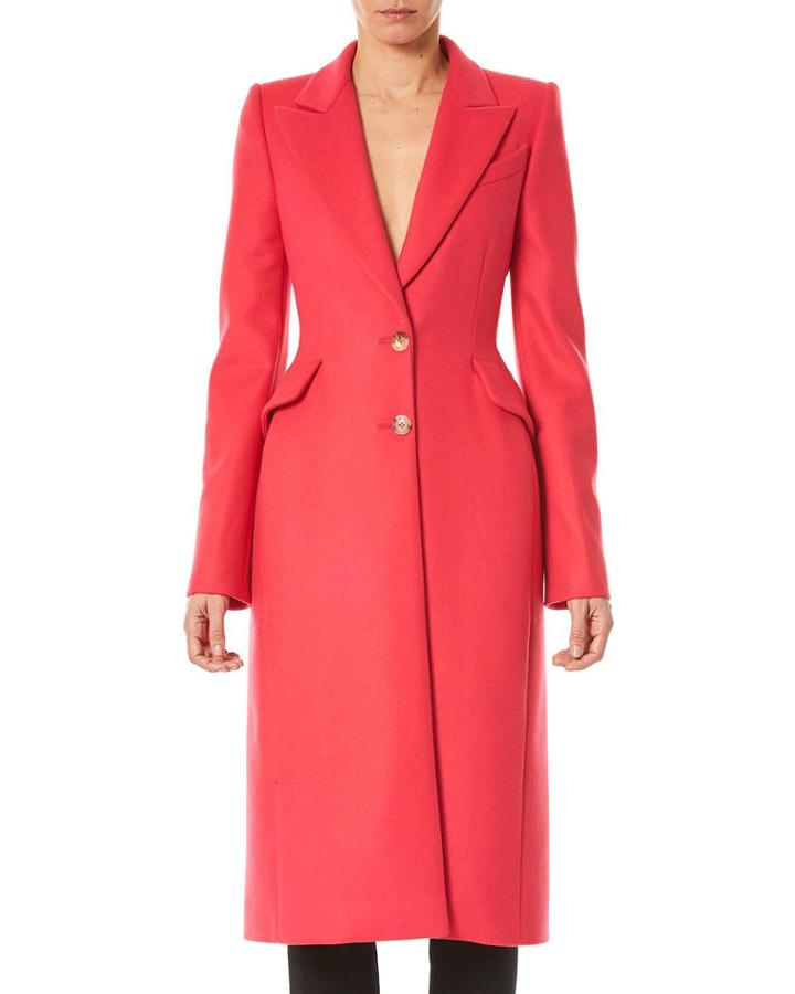 Long Wool Peak-lapel Coat