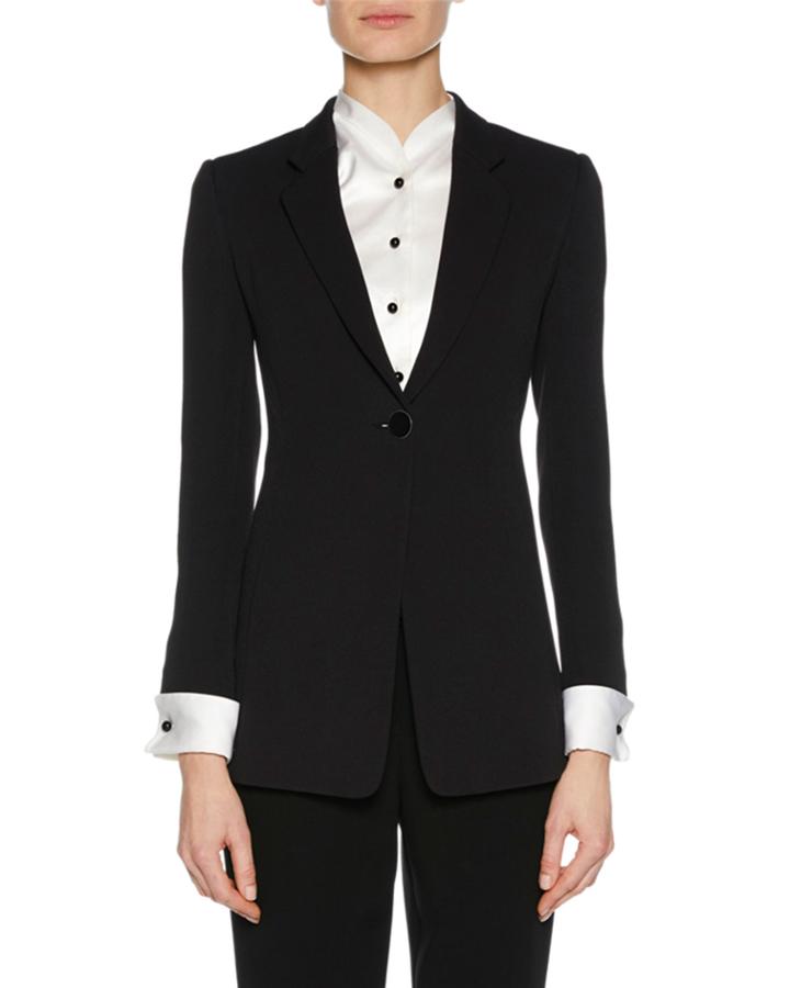 Notched-collar One-button Jacket