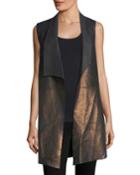 Damina Long Metallic Leather & Jersey Vest