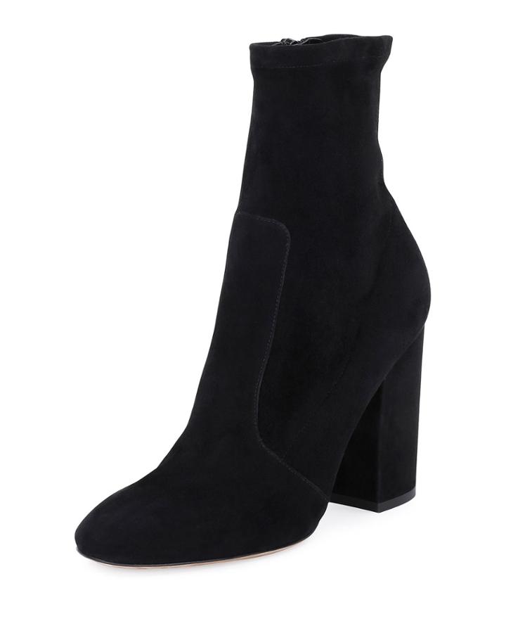 Stretch-suede Ankle Bootie