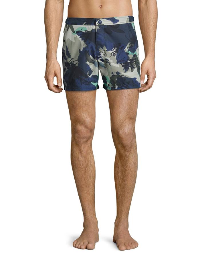 Gilmoor Printed Swim Trunks, Navy
