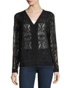 Geometric-lace Embroidered Top