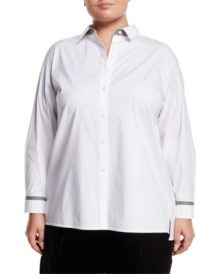 Jessie Crystal-trimmed Button-front Blouse,