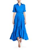 Short-sleeve Eyelet Belted
