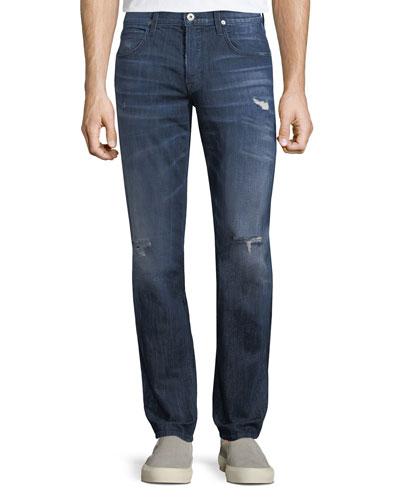 Blake Slim Straight Distressed Jeans, Blue