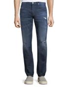 Blake Slim Straight Distressed Jeans, Blue