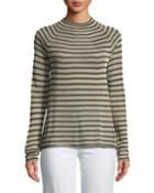 High-neck Metallic Striped Wool