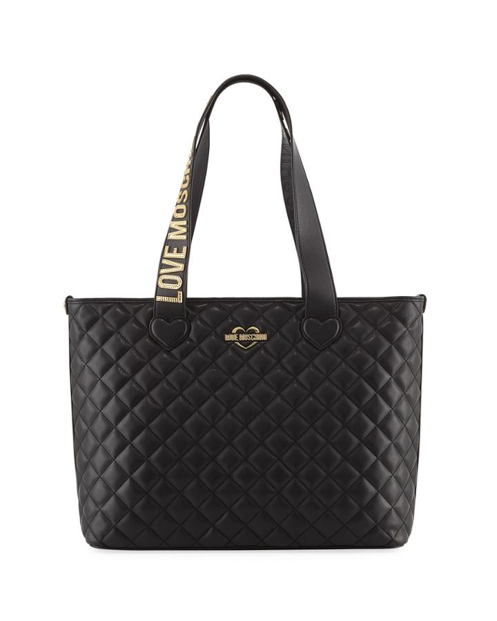 Quilted Logo-strap Shoulder Tote Bag