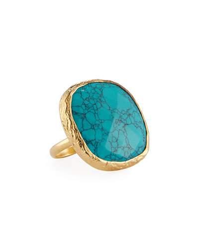 Adjustable Simulated Turquoise Cocktail Ring