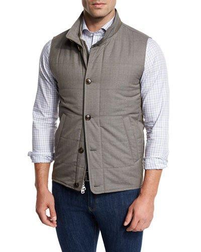 Caravan Quilted Wool Vest, Brown