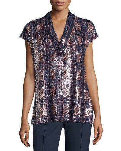 V-neck Embellished-front Blouse,