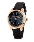 36mm Janelle Faceted Watch W/ Leather, Rose/black