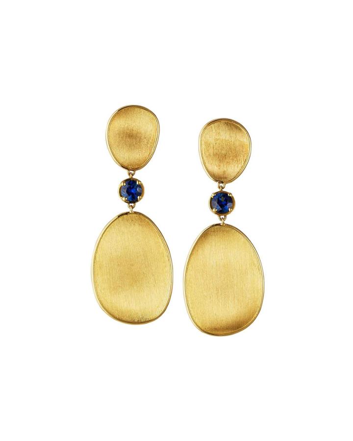 18k Yellow Gold Blue Sapphire Drop Earrings