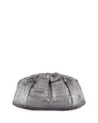 Ruched Metallic Crocodile Clutch Bag