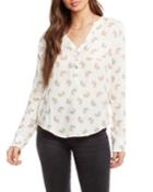 Floral Long-sleeve Henley Top