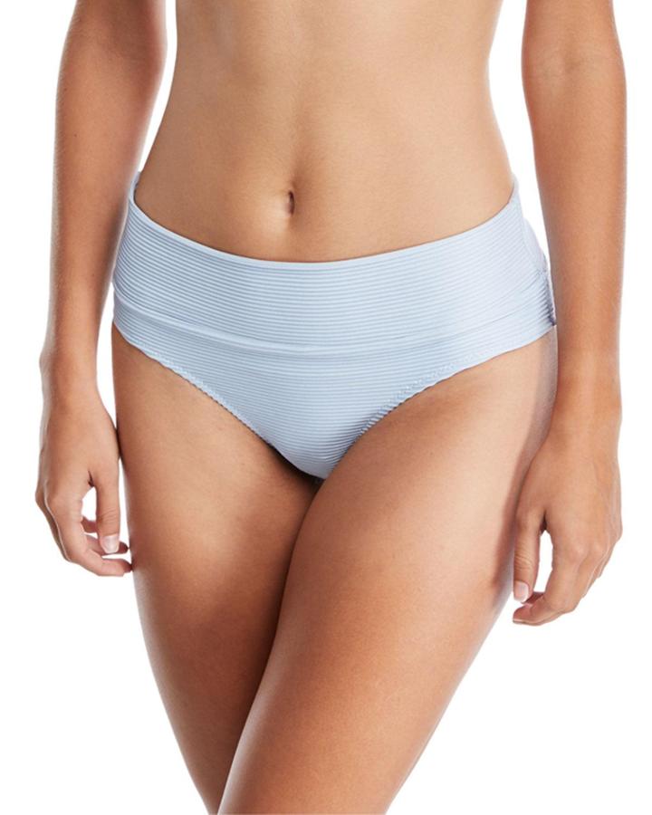Pintucked Fold-over Swim Bikini Bottom