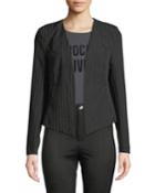 Pinstriped Open-front Blazer
