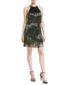Fully Beaded Fringe Halter Dress