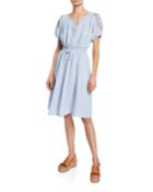 Embroidered Smocked Fit-and-flare Dress