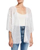 3/4-sleeve Crystal Schiffli Kimono Jacket