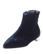Velvet Pearly-heel Bootie, Blue