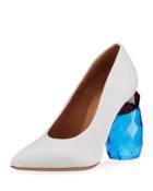 Resin-heel Canvas Pumps